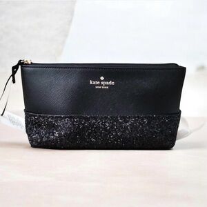 Kate Spade Greta Court gray Shiloh rock glitter cosmetic makeup organizer bag